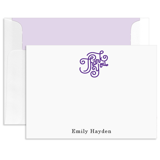Script Flat Thank You Note Cards